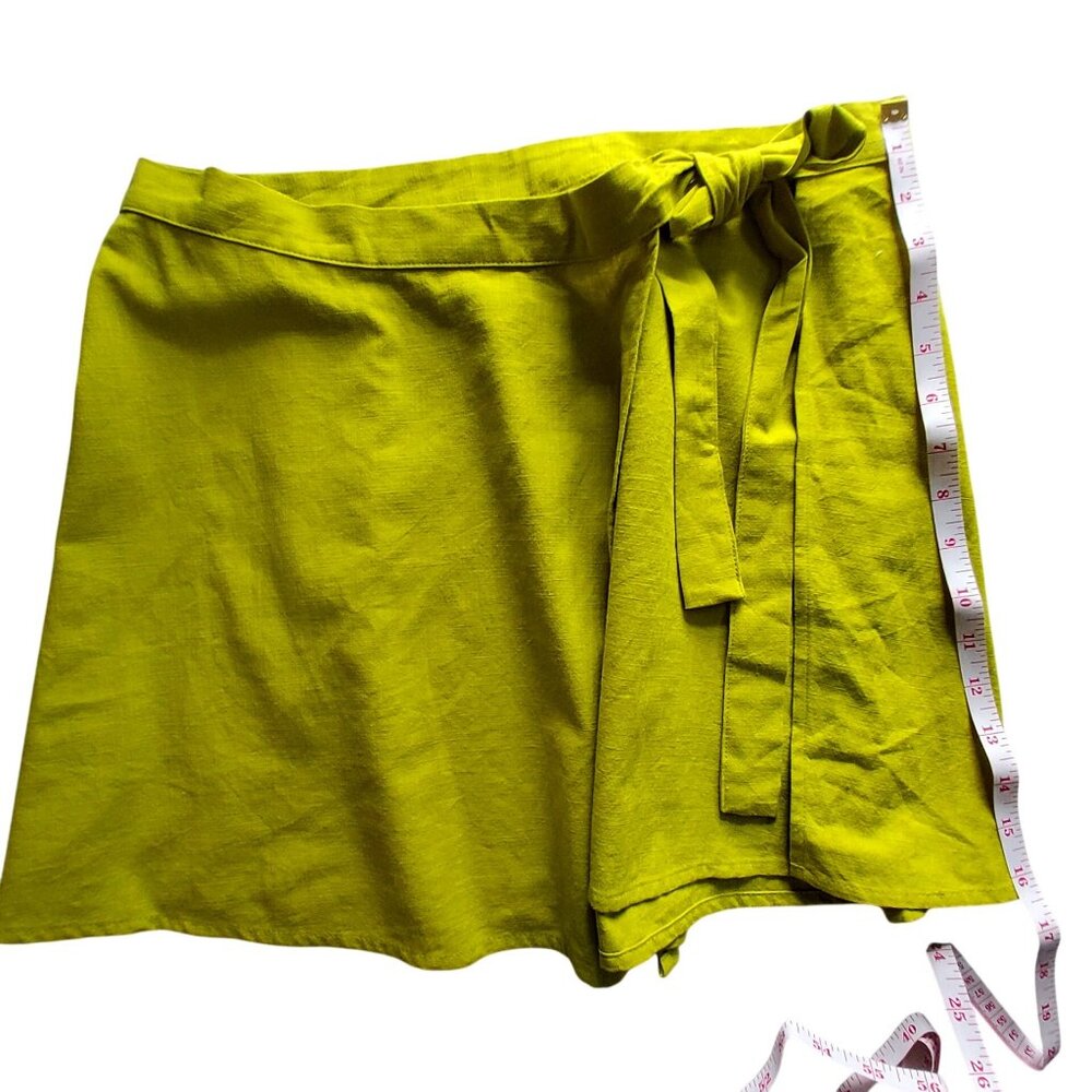 A New Day Lime Green Mini Skirt Elastic Waist Medium Size Cotton & Rayon Blend - Picture 4 of 10